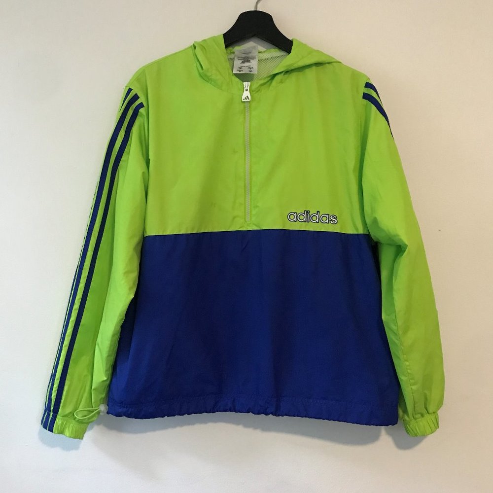Vintage Adidas Blue and Green Track Windbreaker